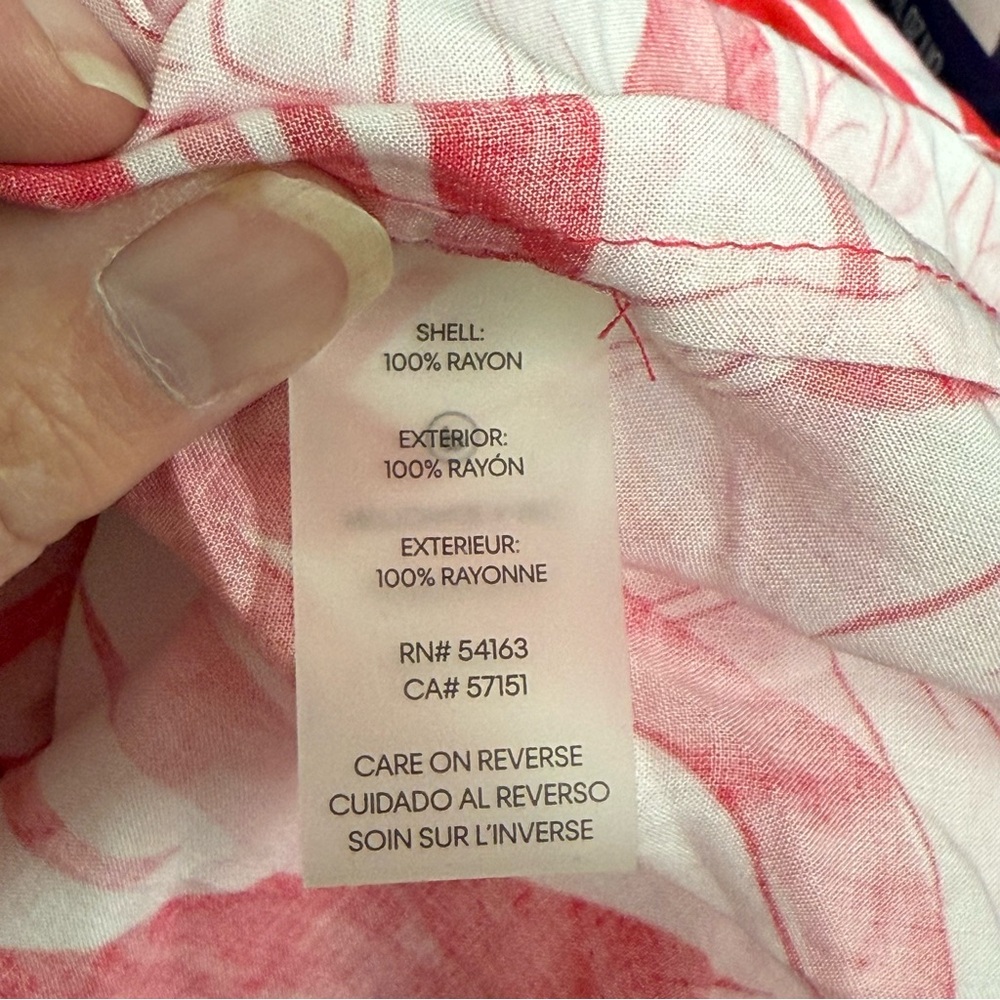 Calvin Klein 3X Pink Leaf Print Button Blouse | Tropical Resort Cruise Top - Picture 6 of 8